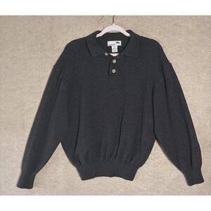 I Levrieri Merino Wool Sweater Mens Sz L Gray‎ Button Pullover Academia Italy